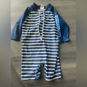 Ruggedbutts rashguard 6-12 months, navy & white stripes. Worn a handful of times